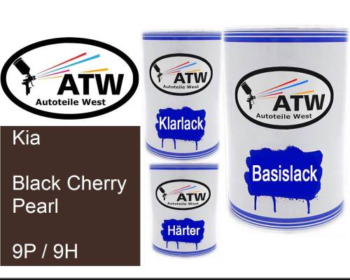 Kia, Black Cherry Pearl, 9P / 9H: 500ml Lackdose + 500ml Klarlack + 250ml Härter - Set, von ATW Autoteile West.